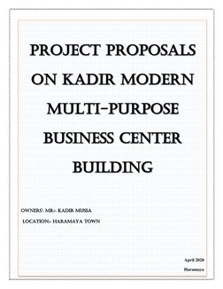 I 
 PROJECT PROPOSALS ON KADIR MODERN Owners’: Mr
Owners’: Mr:-:- kadir mussa  kadir mussa  Location:
 Location:-- Haramaya