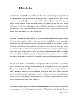 Page 2 of 22 
2. Introduction 
 
In Ethiopia, the current higher rate of urban growth, which is conditional by natural grow