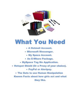 A Hotmail Account. A Hotmail Account.
 Microsoft Messenger. Microsoft Messenger.
 My Space Account. My Space Account.