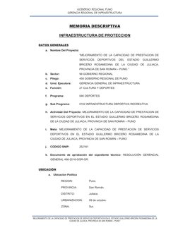 GOBIERNO REGIONAL PUNO 
GERENCIA REGIONAL DE INFRAESTRUCTURA 
 
  
 
 
“MEJORAMIENTO DE LA CAPACIDAD DE PRESTACION DE SERVICI