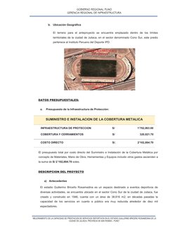 GOBIERNO REGIONAL PUNO 
GERENCIA REGIONAL DE INFRAESTRUCTURA 
 
  
 
 
“MEJORAMIENTO DE LA CAPACIDAD DE PRESTACION DE SERVICI