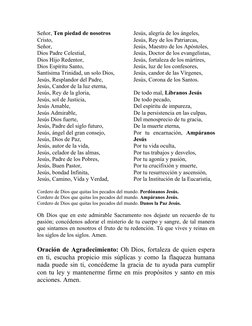 Señor, Ten piedad de nosotros
Cristo, 
Señor, 
Dios Padre Celestial,
Dios Hijo Redentor,
Dios Espíritu Santo,
Santísima Trini