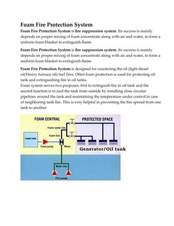 Foam Fire Protection System
Foam Fire Protection System is fire suppression system. Its success is mainly 
depends on proper