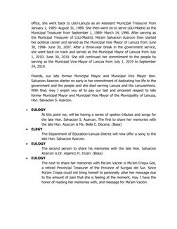Necro Service Program Sample Necrological Service Program for Hon. Azarcon | PDF | Local Government ...