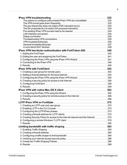 9
IPsec VPN troubleshooting
332
The options to configure policy-based IPsec VPN are unavailable.
332
The VPN tunnel goes down