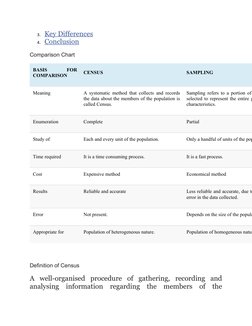 3. Key Differences
 
  (https://keydifferences.com/difference-between-census-and-sampling.html#KeyDifferences)
4. Conclusion