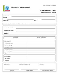 Waterproofing Inspection Request Form | PDF