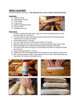 Italian Long Roll  
Featured in Season 1 Episode 1: Dear @Sorted Food, This is a REAL Philly Cheesesteak 
Ingredients  
❏
1 p