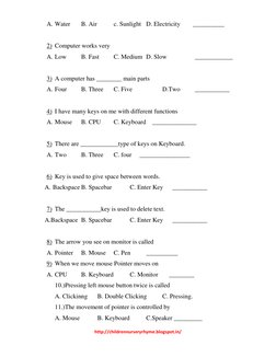 Class 3 Computer Worksheet with Answers | PDF | Computer Keyboard ...