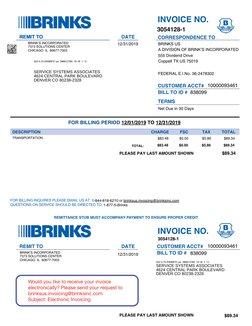 INVOICE NO.
REMIT TO
DATE
REMITTANCE STUB MUST ACCOMPANY PAYMENT TO ENSURE PROPER CREDIT
CORRESPONDENCE TO
CUSTOMER ACCT#
BIL