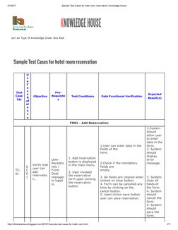 Sample Test Cases for Hotel Booking | PDF | Button (Computing) | Menu ...