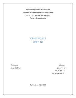 República Bolivariana de Venezuela
Ministerio del poder popular para la educación
U.E.P. Prof. “Jesús Rosas Marcano”
Turmero.