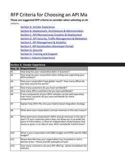 RFP Criteria for API Management Solutions | PDF | Application ...