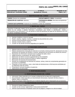 PERFIL DEL CARGOPERFIL DEL CARGO
   
FECHA REVISIÓN: 21-MAY-2018                                        FT-PER-01