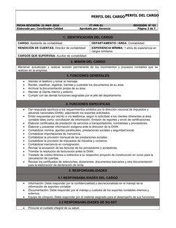 PERFIL DEL CARGOPERFIL DEL CARGO
   
FECHA REVISIÓN: 21-MAY-2018                                        FT-PER-01