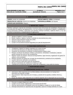 PERFIL DEL CARGOPERFIL DEL CARGO
   
FECHA REVISIÓN: 21-MAY-2018                                        FT-PER-01