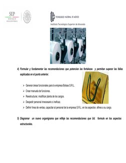 Instituto Tecnológico Superior de Alvarado
4) Formular y fundamentar  las recomendaciones  que  potencien  las fortalezas   y