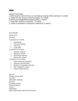 EDU-301 Midterm Exam Overview | PDF | Lesson Plan | Teachers