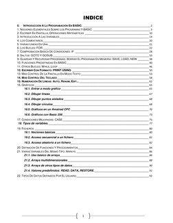 1 
INDICE 
0. 
INTRODUCCIÓN A LA PROGRAMACIÓN EN BASIC. ________________________________________________ 2 
1. NOCIONES ELE