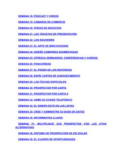SEMANA 18: PODCAST Y VIDEOS
SEMANA 19: CÁMARAS DE COMERCIO
SEMANA 20: FERIAS DE NEGOCIOS
SEMANA 21: LAS TARJETAS DE PRESENTAC
