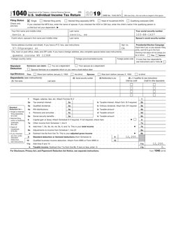 Form
1040 
Department of the Treasury—Internal Revenue Service 
(99)
U.S. Individual Income Tax Return 2019
OMB No. 1545-0074