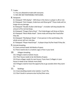 7. Trades 
7.1 You are allowed to trade with everyone. 
7.2 WE ARE NOT RESPONSIBLE FOR SCAMS. 
8. Datapacks 
8.1 Datapack “AF