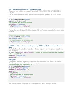 GlideRecord Query Methods Cheat Sheet | PDF | Software Engineering ...
