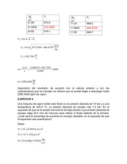 kg
cm
2
h1
21.09
673.5
21.4536
673.5569
24.60
674.1
V 2=91.4√h1−h2
V 2=91.4√
(673.5569−669.4278) kcal
kg
V 2=185.7265 m
s
m=