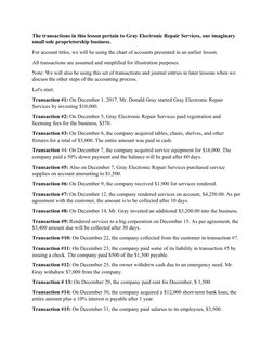 The transactions in this lesson pertain to Gray Electronic Repair Services, our imaginary 
small sole proprietorship business