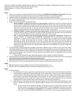 FELICITO G. SANSON, CELEDONIA SANSON-SAQUIN, ANGELES A. MONTINOLA, EDUARDO A. MONTINOLA, JR (creditors) vs. CA and
Administra