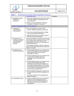 Contractor HSE Prequalification Questionnaire | PDF | Occupational ...