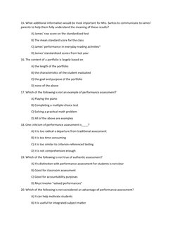 15. What additional information would be most important for Mrs. Santos to communicate to James’ 
parents to help them fully