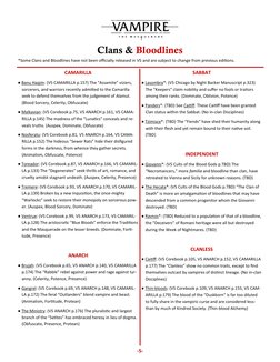 CAMARILLA 
● Banu Haqim: (V5 CAMARILLA p.157) The “Assamite” viziers, 
sorcerers, and warriors recently admitted to the Camar