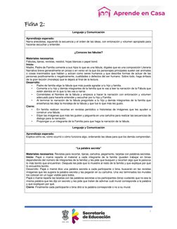 7 
 
Ficha 2: 
Lenguaje y Comunicación 
 
Aprendizaje esperado: 
Narra anécdotas, siguiendo la secuencia y el orden d
