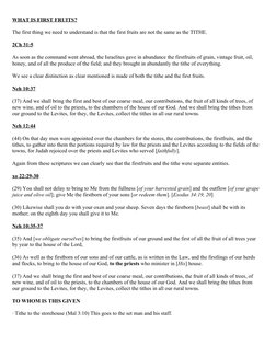WHAT IS FIRST FRUITS?
The first thing we need to understand is that the first fruits are not the same as the TITHE.
2Ch 31:5