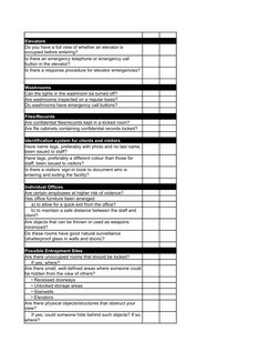 Elevators 
Is there a response procedure for elevator emergencies?
Washrooms 
Can the lights in the washroom be turned off?
A