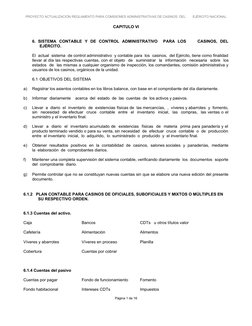 PROYECTO ACTUALIZACIÓN REGLAMENTO PARA COMISIONES ADMINISTRATIVAS DE CASINOS  DEL        EJÉRCITO NACIONAL
CAPITULO VI
6. SIS
