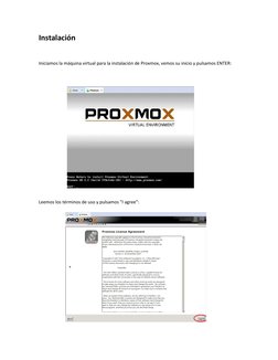Instalación
Iniciamos la máquina virtual para la instalación de Proxmox, vemos su inicio y pulsamos ENTER:
Leemos los término