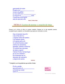 guarreando sin cesar.
El gallo en el _________________
no para de gallear.
La vaca está en el _______________
La oveja en el