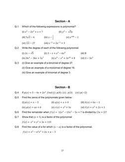 Class 9 Polynomials Worksheet with Answers | PDF | Polynomial ...