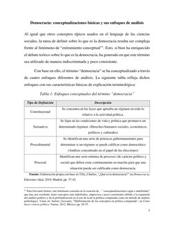 3 
 
Democracia: conceptualizaciones básicas y sus enfoques de análisis 
 
Al igual que otros conceptos típicos usados en el