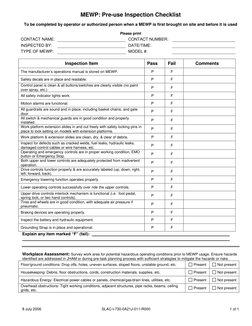 MEWP Pre-Use Inspection Checklist | PDF | Switch | Manufactured Goods