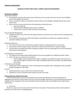 FINANCIAL MANAGEMENT 
 
SOURCES OF SHORT-TERM FUNDS / CURRENT LIABILITIES MANAGEMENT 
 
 
Spontaneous Liabilities 
spontaneou