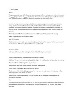 Method Statement for Concrete Works | PDF | Concrete | Materials
