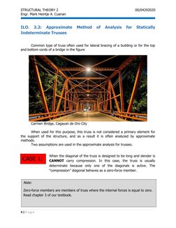 CASE 1:
STRUCTURAL THEORY 2
00/04292020
Engr. Mark Heintje A. Cuanan
ILO.  2.2:  Approximate  Method  of  Analysis  for  Stat