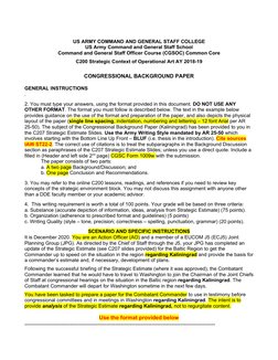 US ARMY COMMAND AND GENERAL STAFF COLLEGE
US Army Command and General Staff School
Command and General Staff Officer Course (