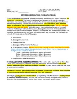 ECJ5
 
Action Officer’s GRADE, NAME 
APPROVED BY: ____________ 
DATE 2020
STRATEGIC ESTIMATE OF THE BALTIC REGION
1. BACKGROU