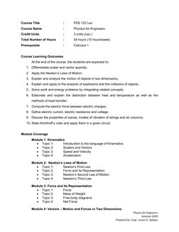 Physics for Engineers Course Overview | PDF | Weight | Force