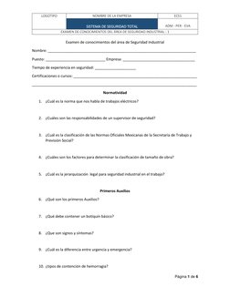 LOGOTIPO 
NOMBRE DE LA EMPRESA 
ECS1 
 
SISTEMA DE SEGURIDAD TOTAL 
 
ADM - PER - EVA 
EXAMEN DE CONOCIMIENTOS DEL ÁREA DE SE