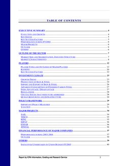 Steel Industry
Report by ICRA Information, Grading and Research Service